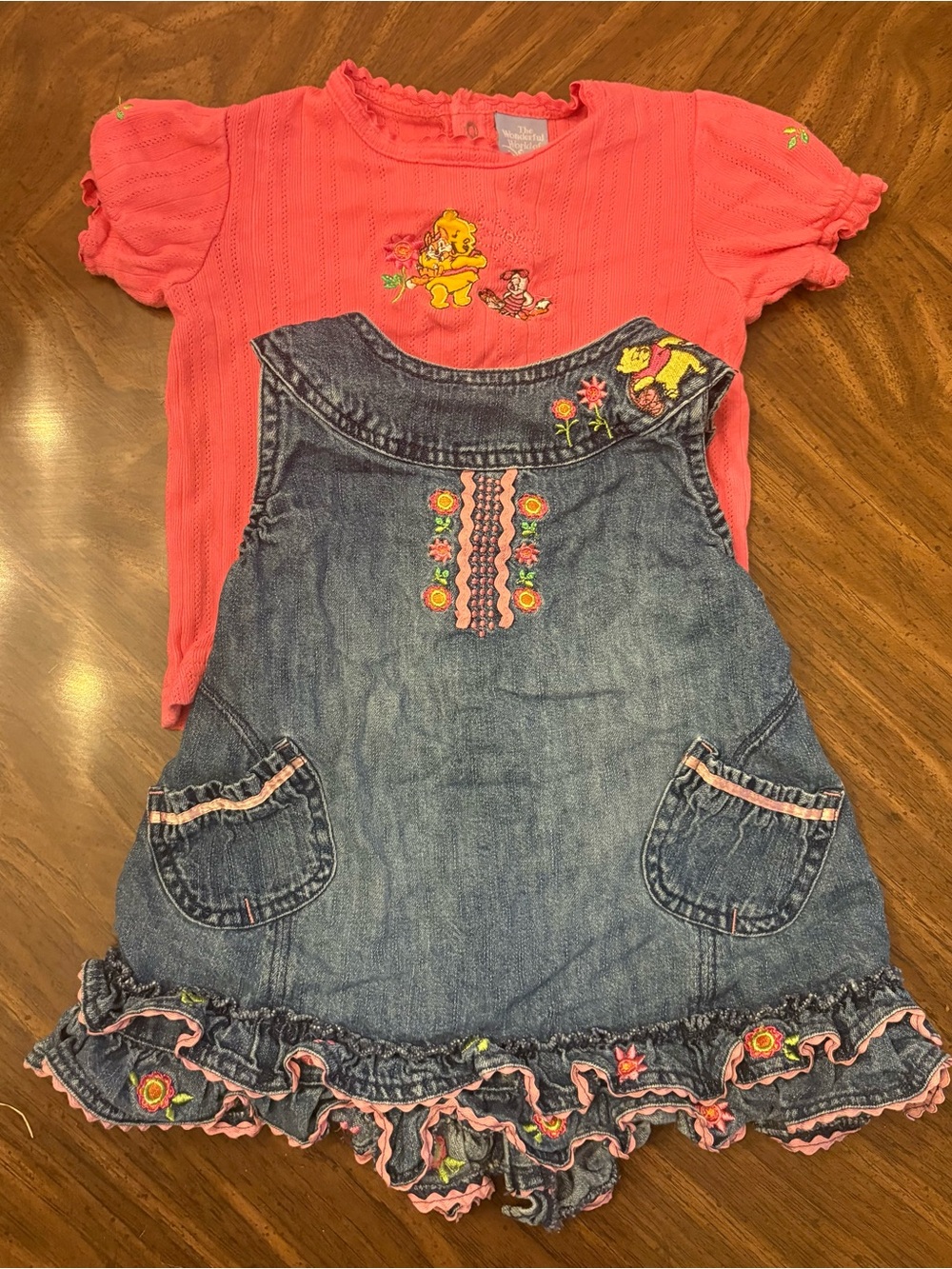 Vintage Y2K Disney Winnie the Pooh Denim Dress & Shirt Set